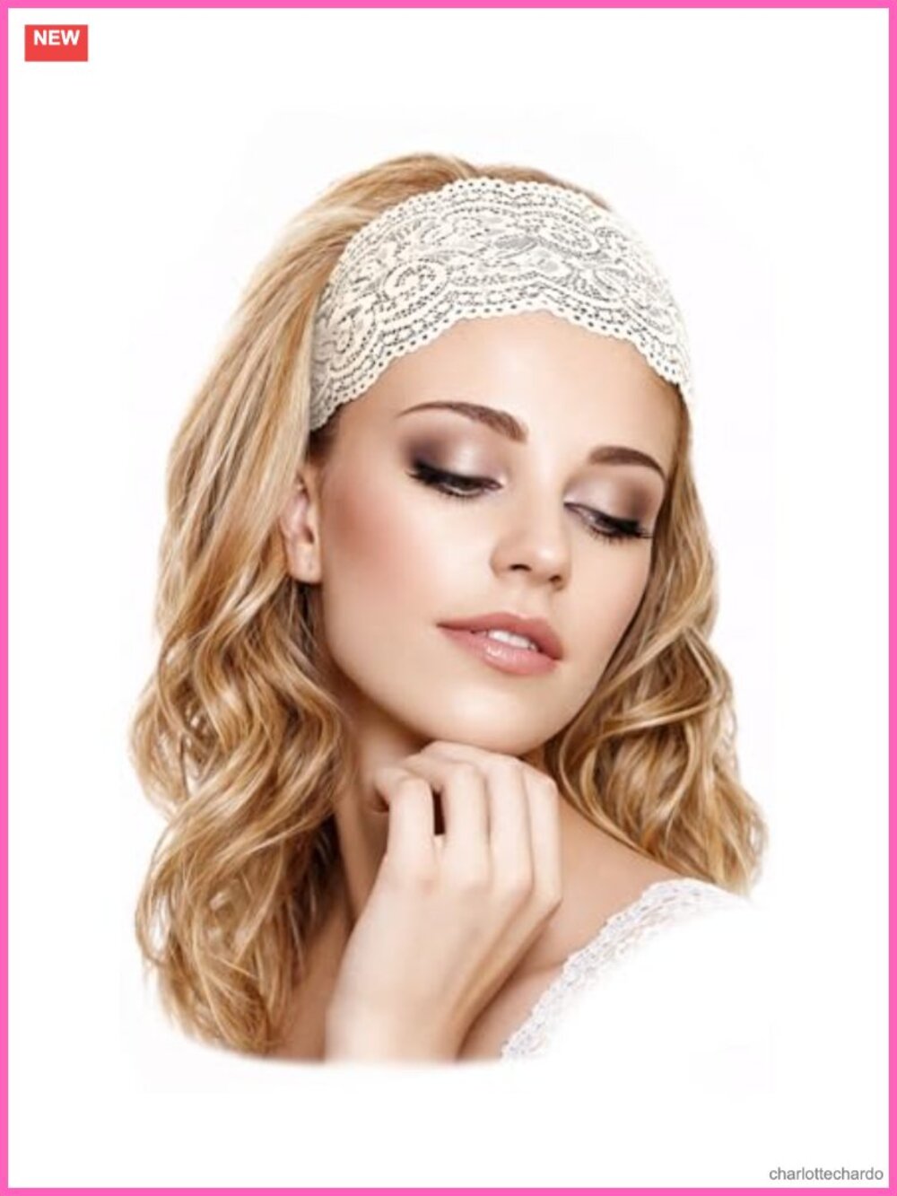 Wide Floral Lace Headband Stretchy Scallop Edge Women's Hair Accessory